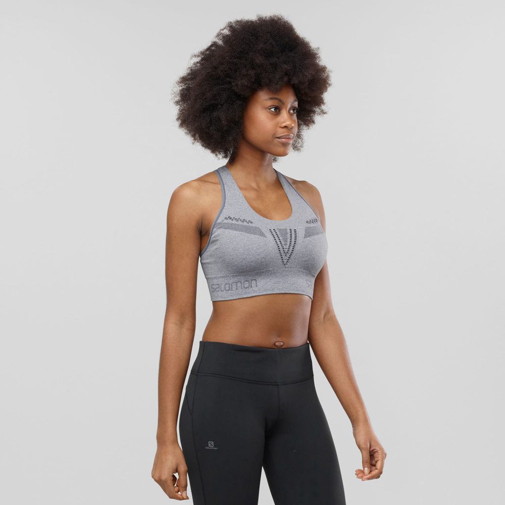 SALOMON ESSENTIAL MOVE ON SEAMLESS Philippines - Women's Sport Bra - Grey | 985241-SYT